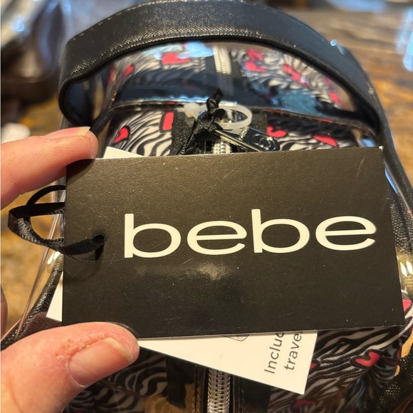 NWT - Bebe 3 Piece Travel Case Clear, Black and Hot Pink with 3 plastic bottles - Picture 6 of 7